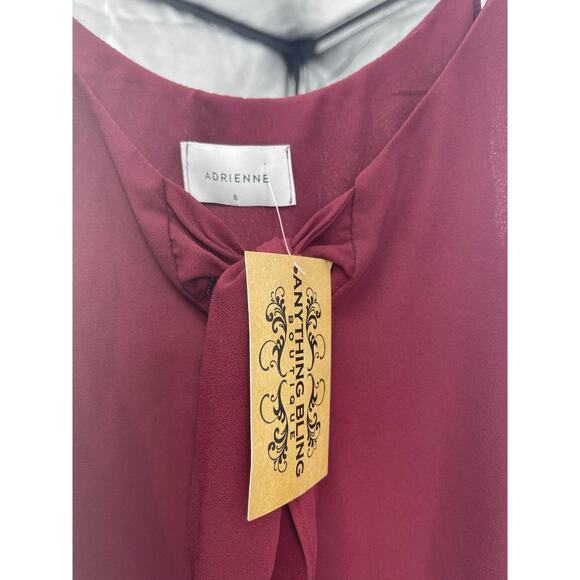 New Adrienne Burgundy Tie Bust Sleeveless Tank Top Women's Size Small - Picture 2 of 4